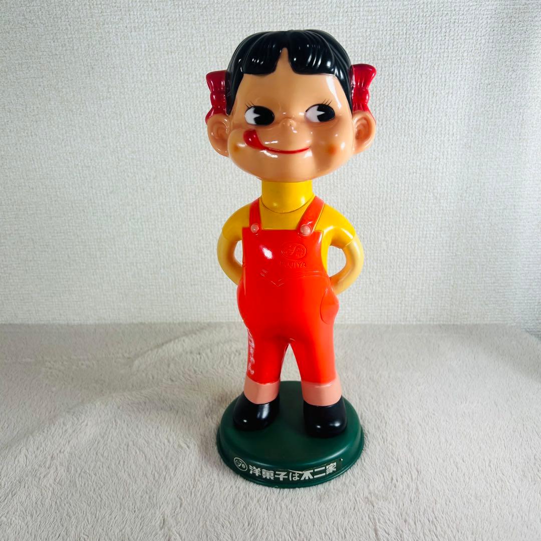 【超希少美品】不二家 首ふりペコちゃん　ソフビフィギア　スプリング　レトロ