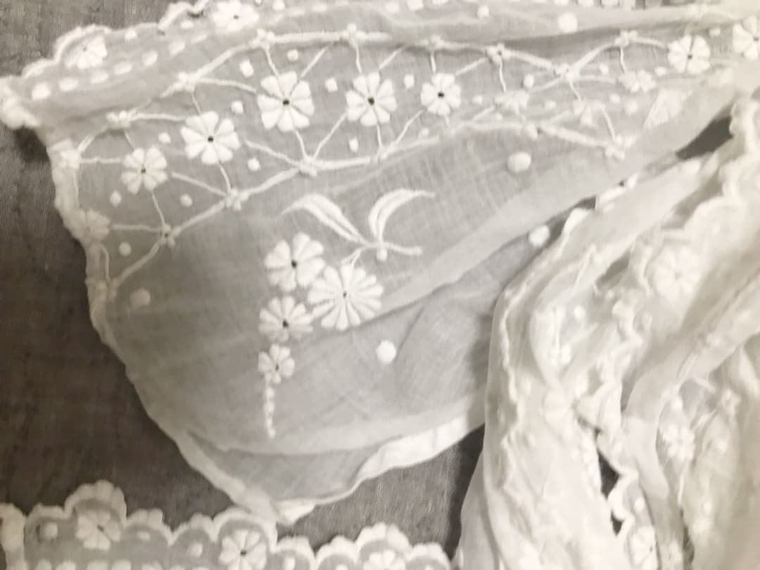 フランス アンティーク 手刺繍 スーパーロング レース 端切れ ストール