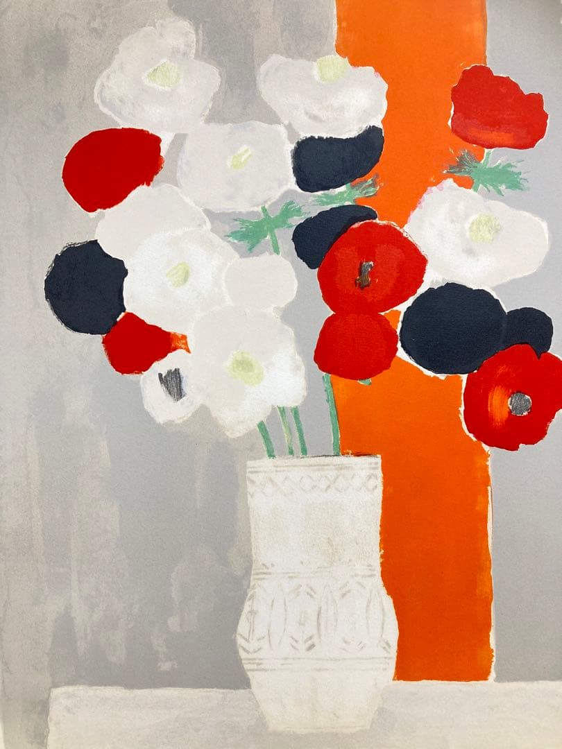 【真作保証】ベルナール・カトラン「アネモネ」リトグラフ 直筆サイン 版画 絵画