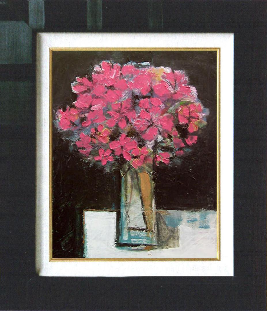 油絵 菅家令子 絵 絵画 インテリア 額付(黒) uF6-113602 花