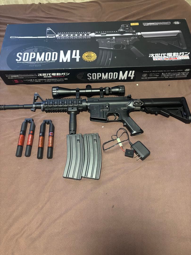 フルセット‼️東京マルイSOPMOD M4 次世代スコープ付きマガジン2個付き