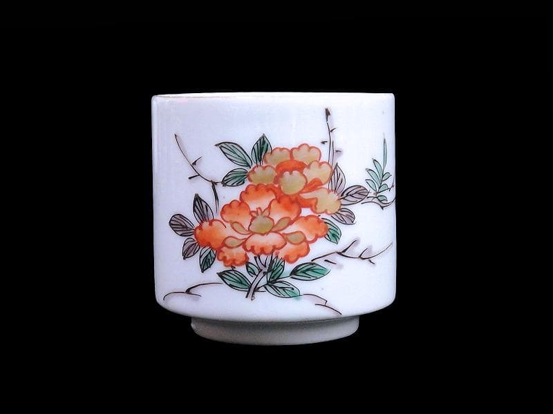 古伊万里　色絵　牡丹の図　猪口　のぞき　C099AS-fbub
