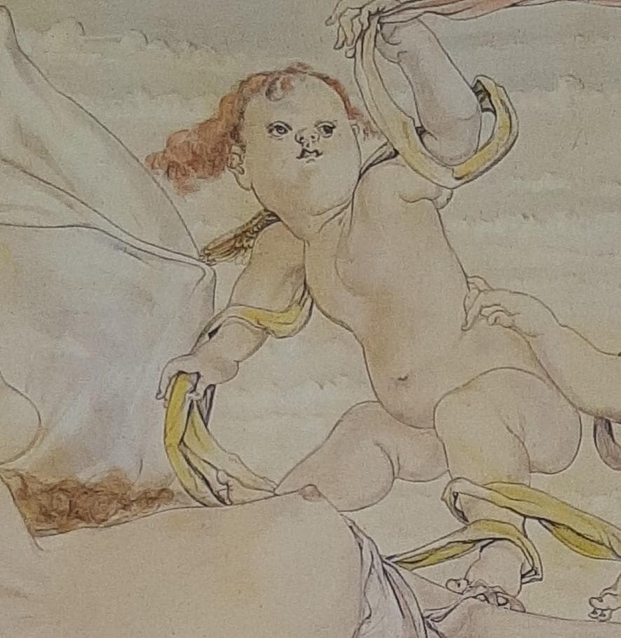 藤田嗣治、「天使」、希少画集の額装画、人気作品、オーダーマット付・日本製新品額入