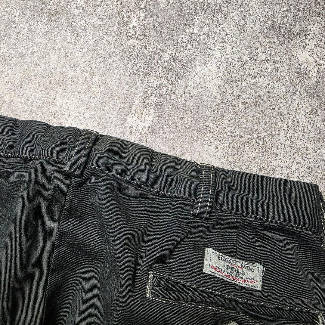 90sPolobyRalphLaurenポロチノ後染めツータックブラック黒34
