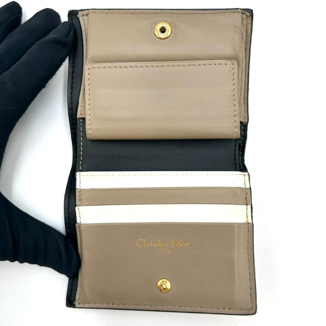 クリスチャンディオール カナージュ カロ 二つ折り財布 コンパクトウォレット 黒