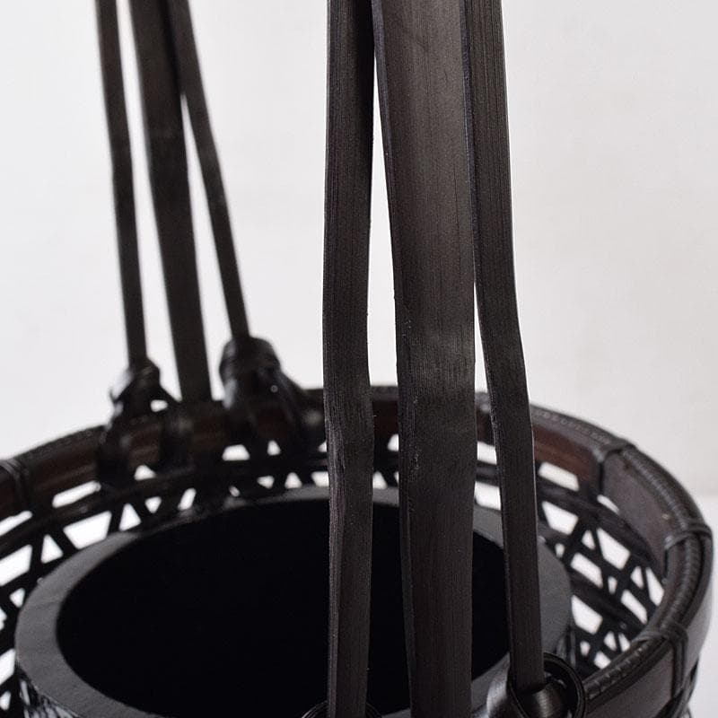 茶道具　伊藤賢一郎作　大和竹縄文花籠　共布共箱　V　R8712H