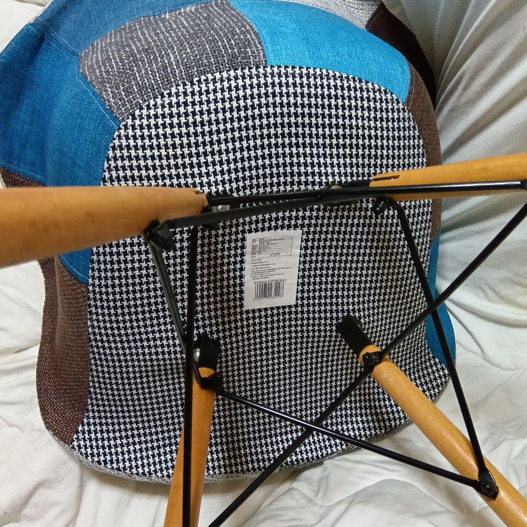 パッチワークデザイン ラウンジチェア 多色 青系