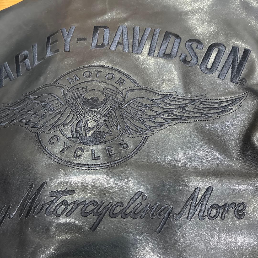 ハーレーダビッドソン ホースハイド シングルライダースジャケット M刺繍ブラック