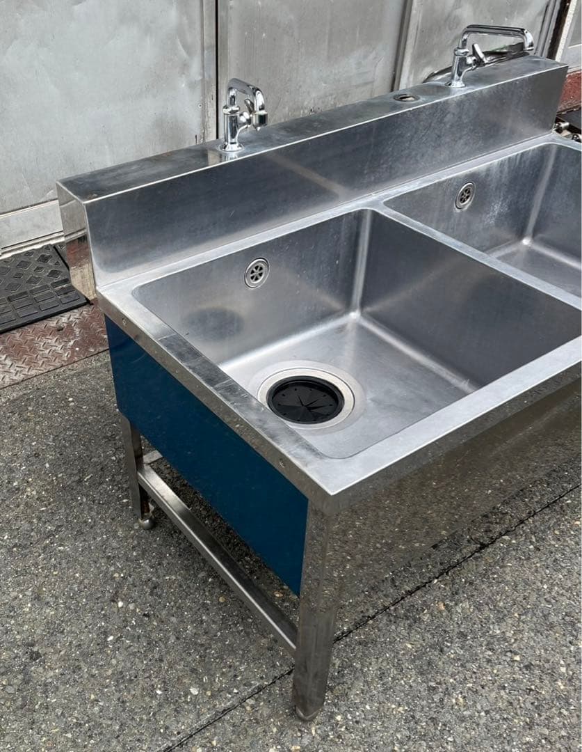 業務用 二口蛇口付き 2槽シンク 幅1200×奥700×高さ595 ドッグバス