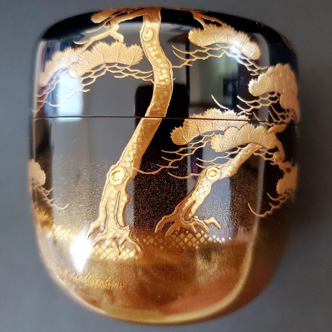 茶道具　大棗　老松蒔絵　一舟作　共箱付