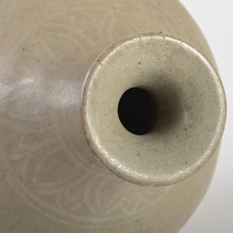 朝鮮美術　李朝　高麗青磁　象嵌花文　徳利　時代箱付　V　R7220