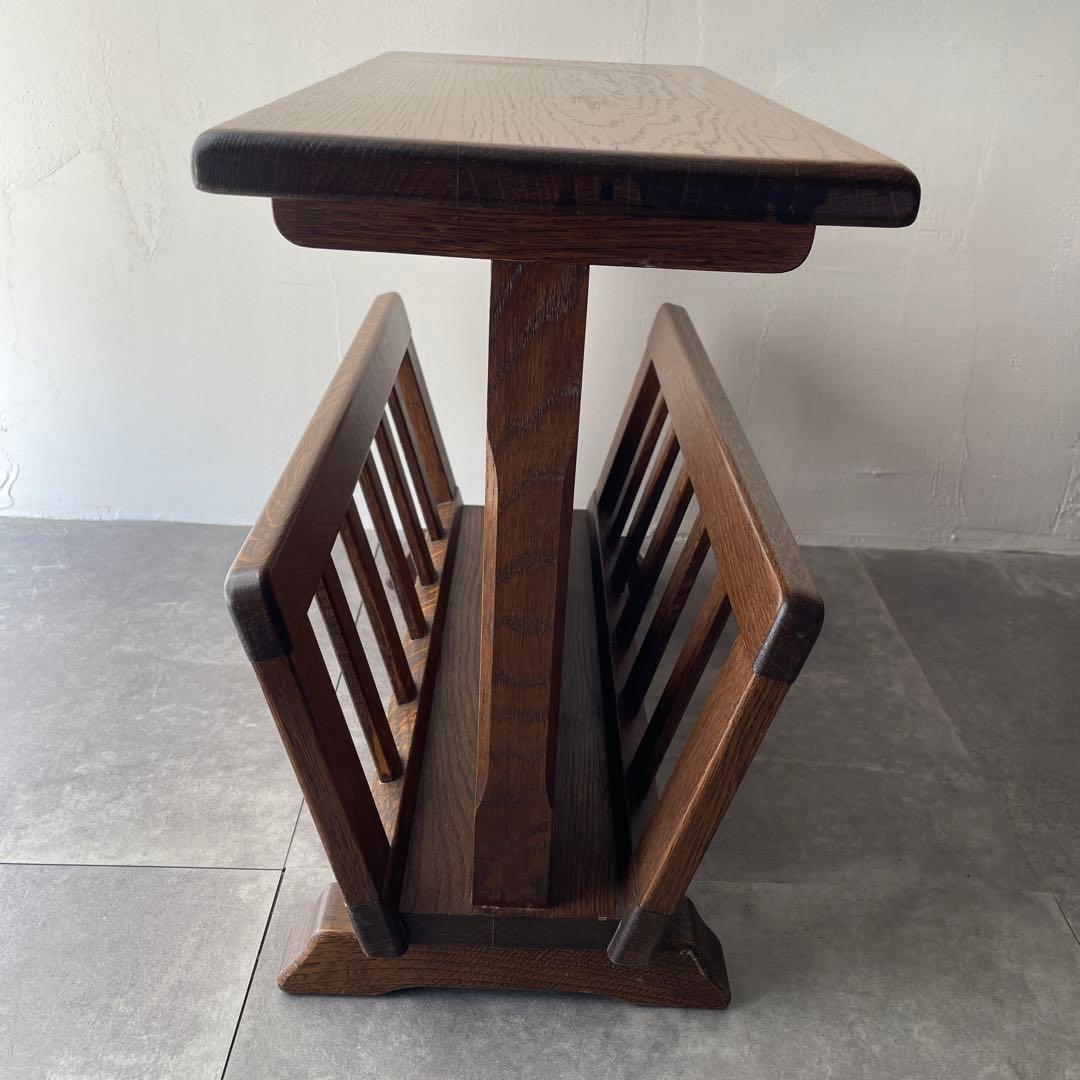 オランダ製　木製　サイドテーブル マガジンラック　オーク無垢材　百貨店
