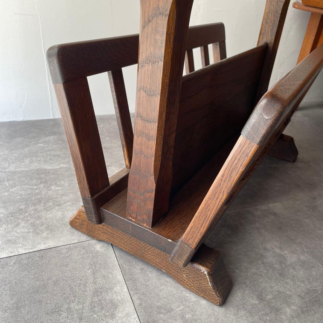 オランダ製　木製　サイドテーブル マガジンラック　オーク無垢材　百貨店