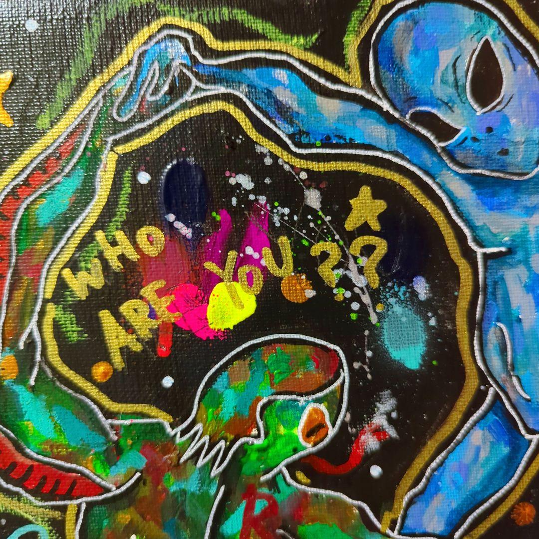 【一点物現代アート】宇宙人たちの絵【F8号】