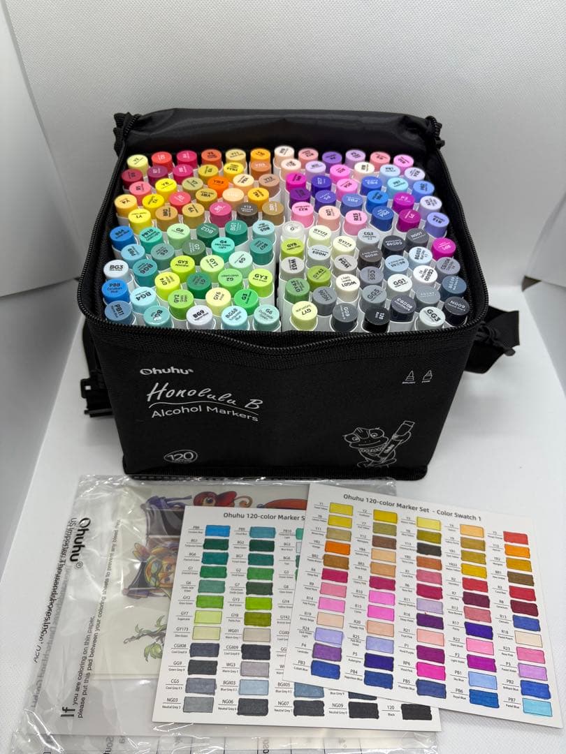 ohuhu アートマーカー 細字、筆 120色121本 honoluluB