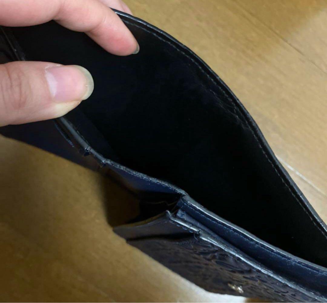 ロエベ 二つ折り財布 リピート アナグラム ロゴ ネイビー