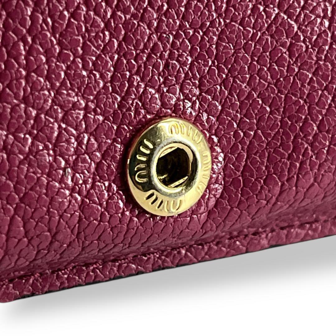 ミュウミュウ　二つ折り財布　MMパリス　マドラス　ジャガード　ビジュー　ロゴ