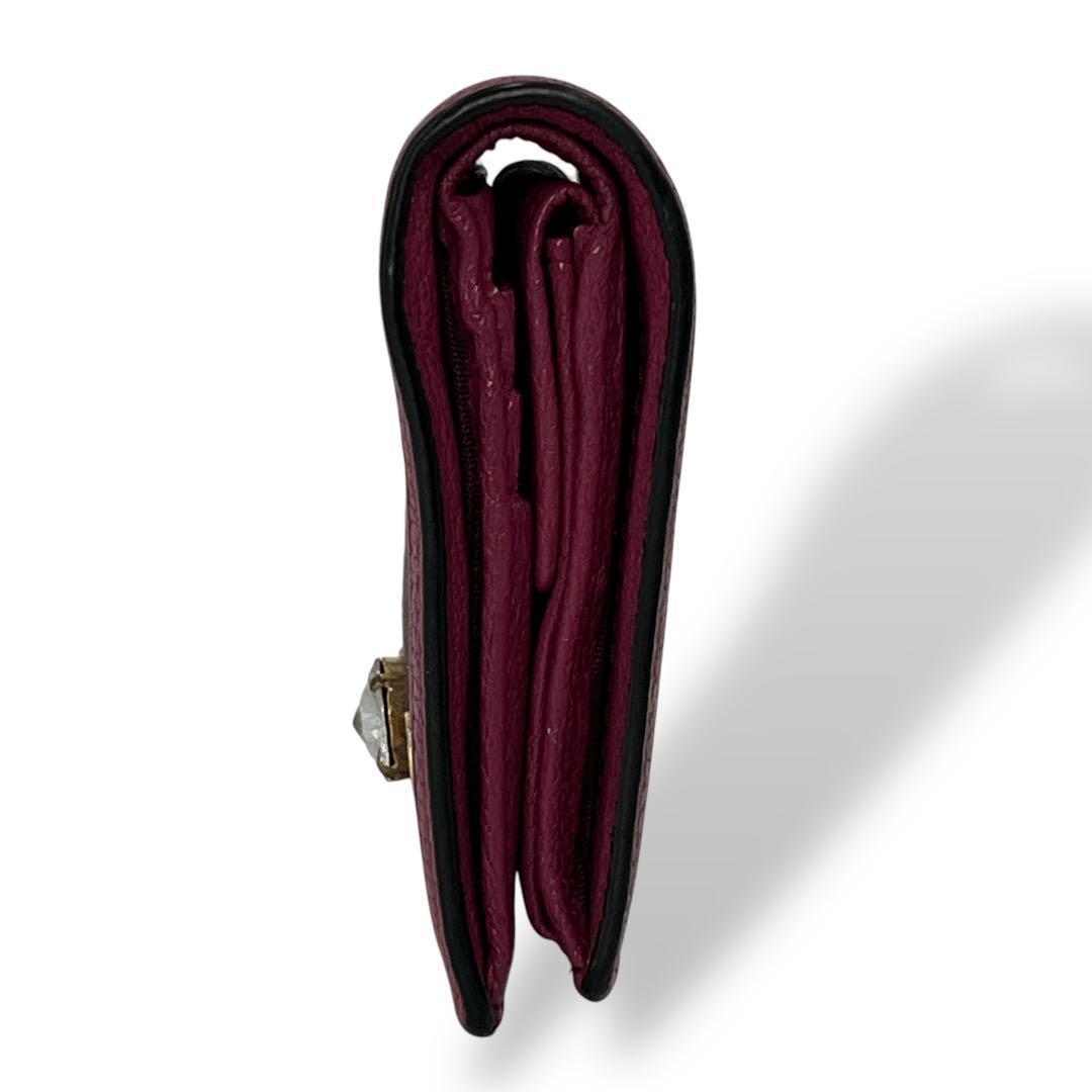 ミュウミュウ　二つ折り財布　MMパリス　マドラス　ジャガード　ビジュー　ロゴ