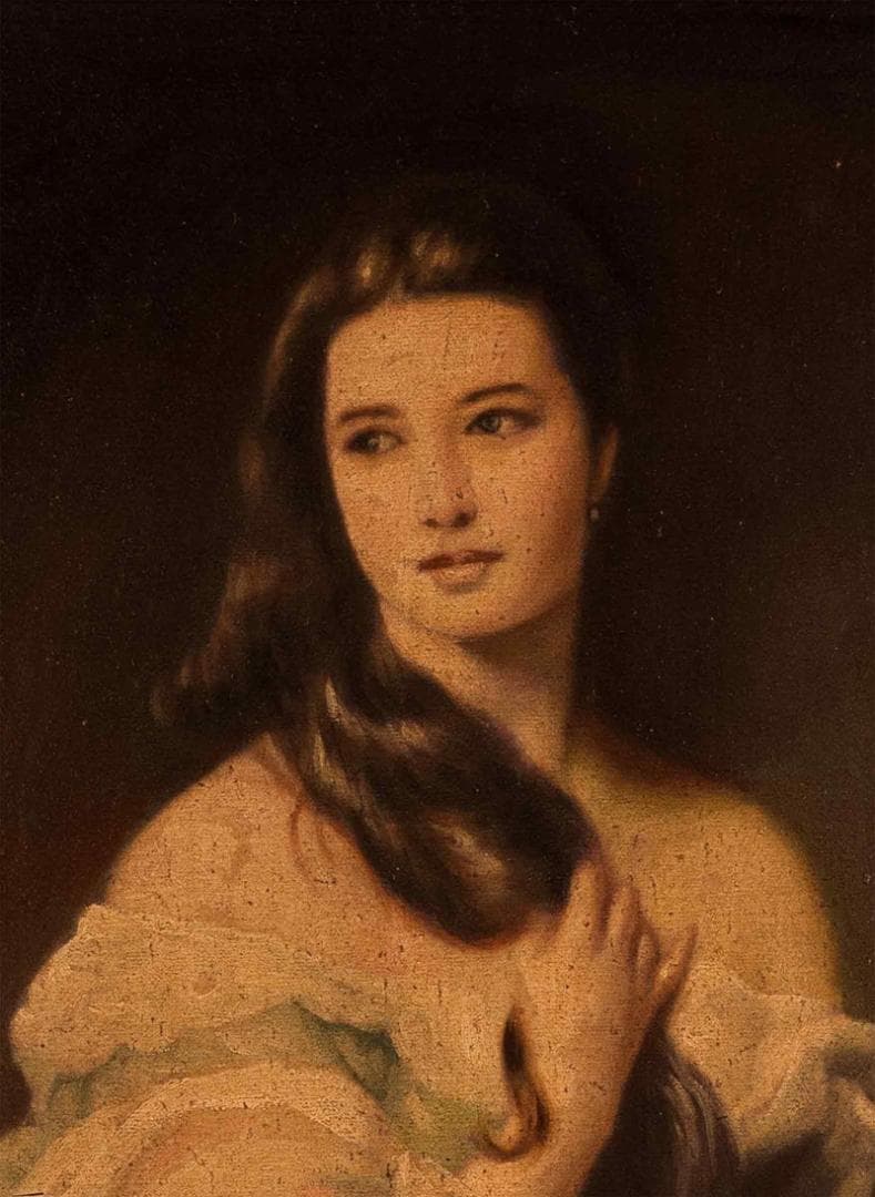 黒田清輝　油彩　肉筆『西洋婦人』サイン　木下孝則収蔵古筆　F6号　額装　b610