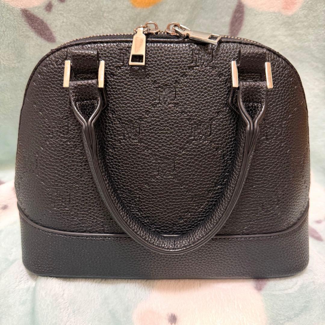 pium ピウム ビジュー付き モノグラムミニバッグ ブラック ベルト付き