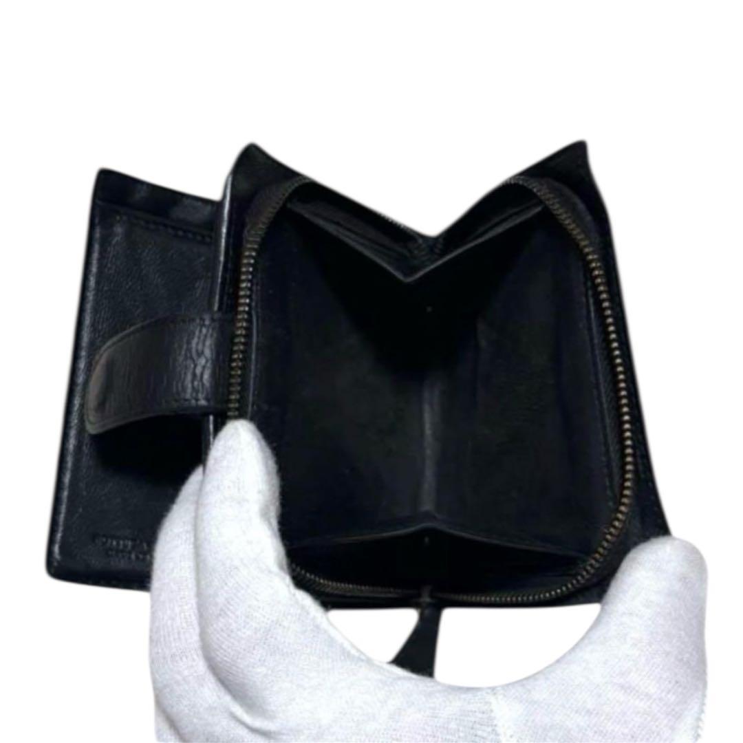 ボッテガヴェネタ　折り財布　レザー　ブラック　イントレチャート　ラウンドジップ