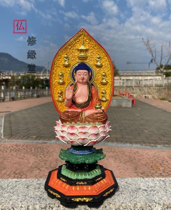 【修縁堂】極上品 彩繪 瑠璃光薬師仏 仏教美術 美術品