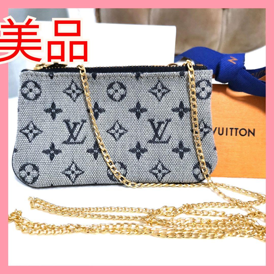 【美品】ルイヴィトン モノグラムミニポシェットM92238キーケース新品チェーン