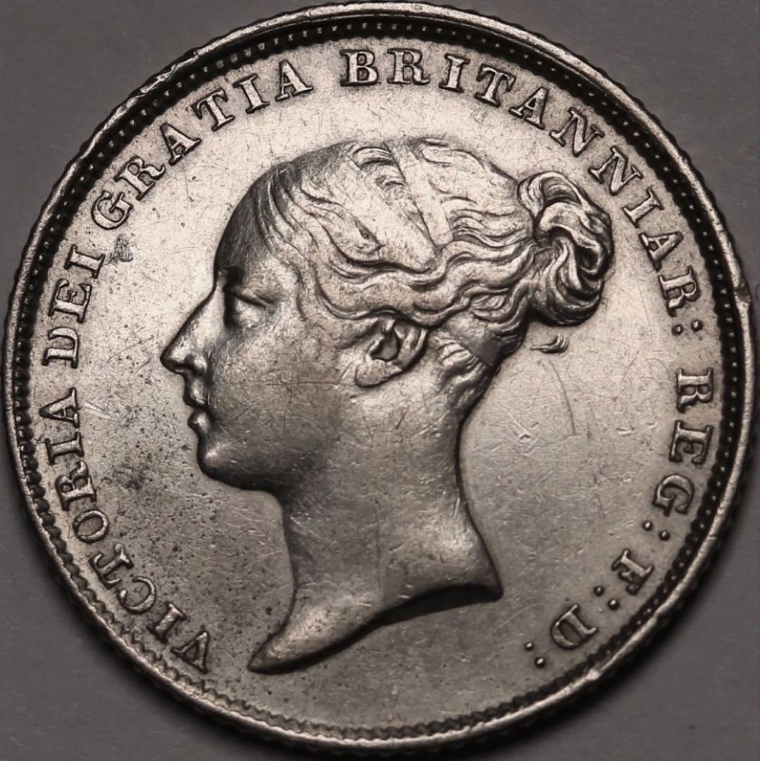 と*の様 1840年英国　ヤングヴィクトリア女王6ペンス銀貨　ハイグレード