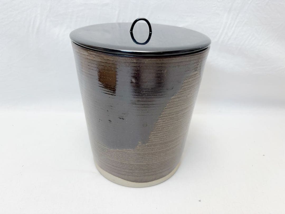 ほぼ未使用 茶道具 淡海ぜぜ 窯元 陽炎園造 膳所焼 糸目 水指 陶印 共箱