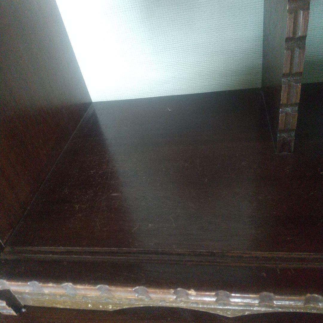 月末限定再値下げ！たのめる便【古道具】木製ガラスキャビネット 飾り棚 中型