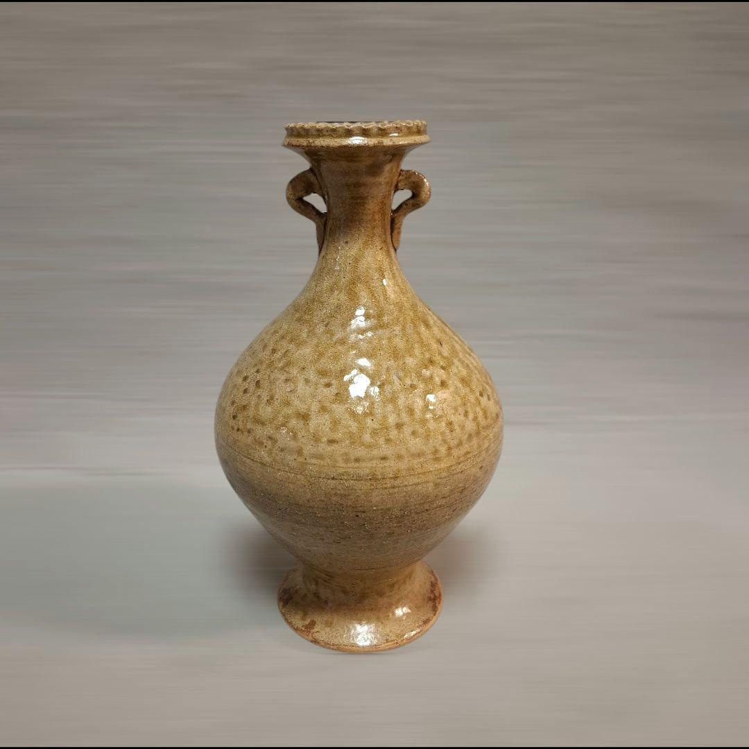 唐津焼　眉山窯　花瓶　耳付飾り壺 　花器 インテリア　壺　工芸品　陶芸　床の間