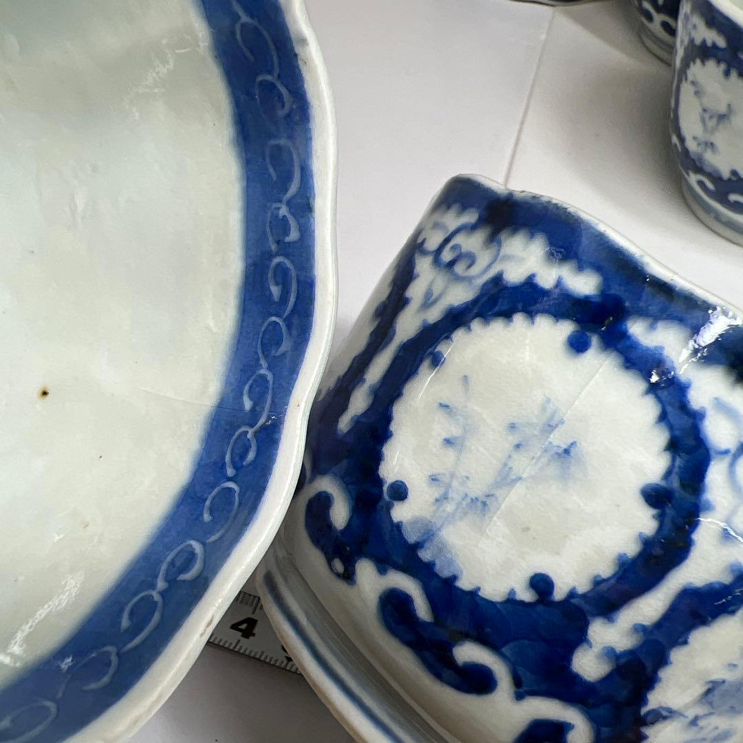 専用古伊万里　染付大猪口17客　木箱口径約8.5㎝　東Y7-0620⭐︎2Fトヒコ