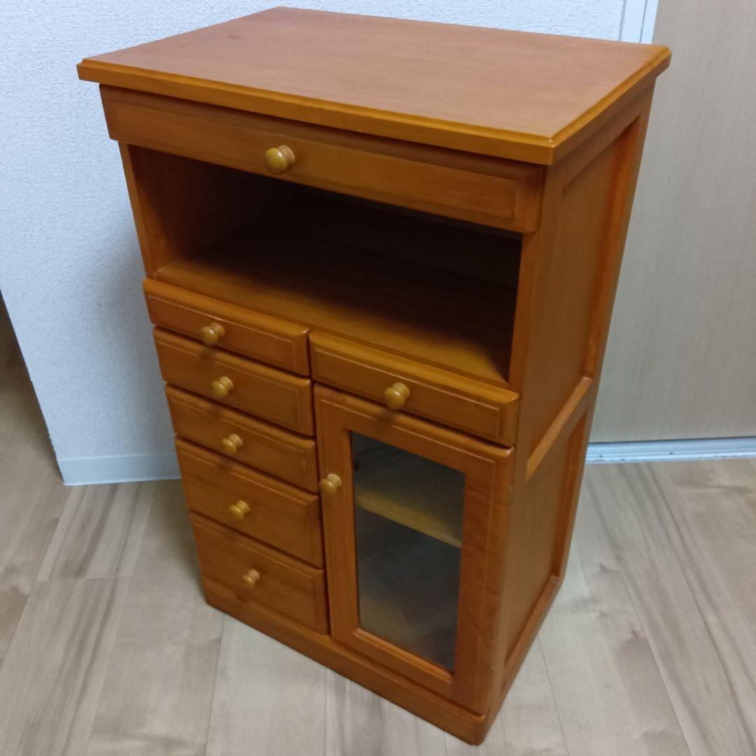 け*ん様 木製電話台　マルチFAXラック/リビングチェスト 　キャスター付