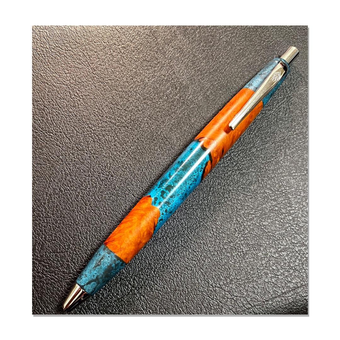 野原工芸 侘寂 ブライヤー瘤 斑紋ガス 青銅色　ボールペン