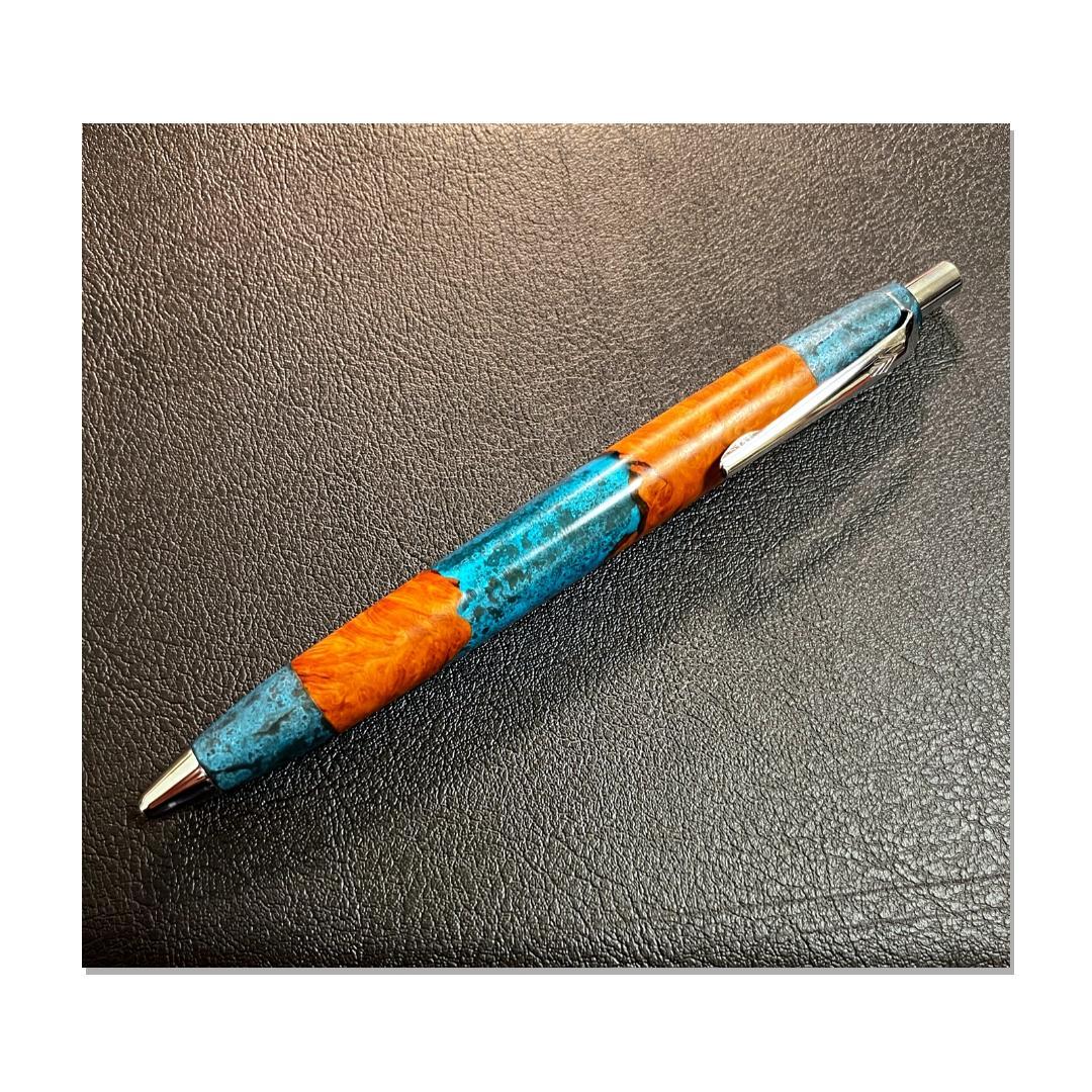 野原工芸 侘寂 ブライヤー瘤 斑紋ガス 青銅色　ボールペン