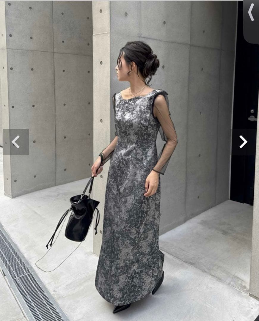 ※nonさま専用※【リルアー】ショルダーリボンジャガードドレス/￼m long