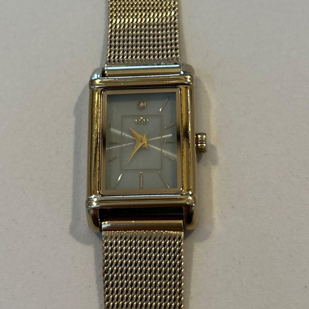 【まる様】ete 時計 ソーラー ウォッチ ダイヤ スクエア メッシュベルト高級