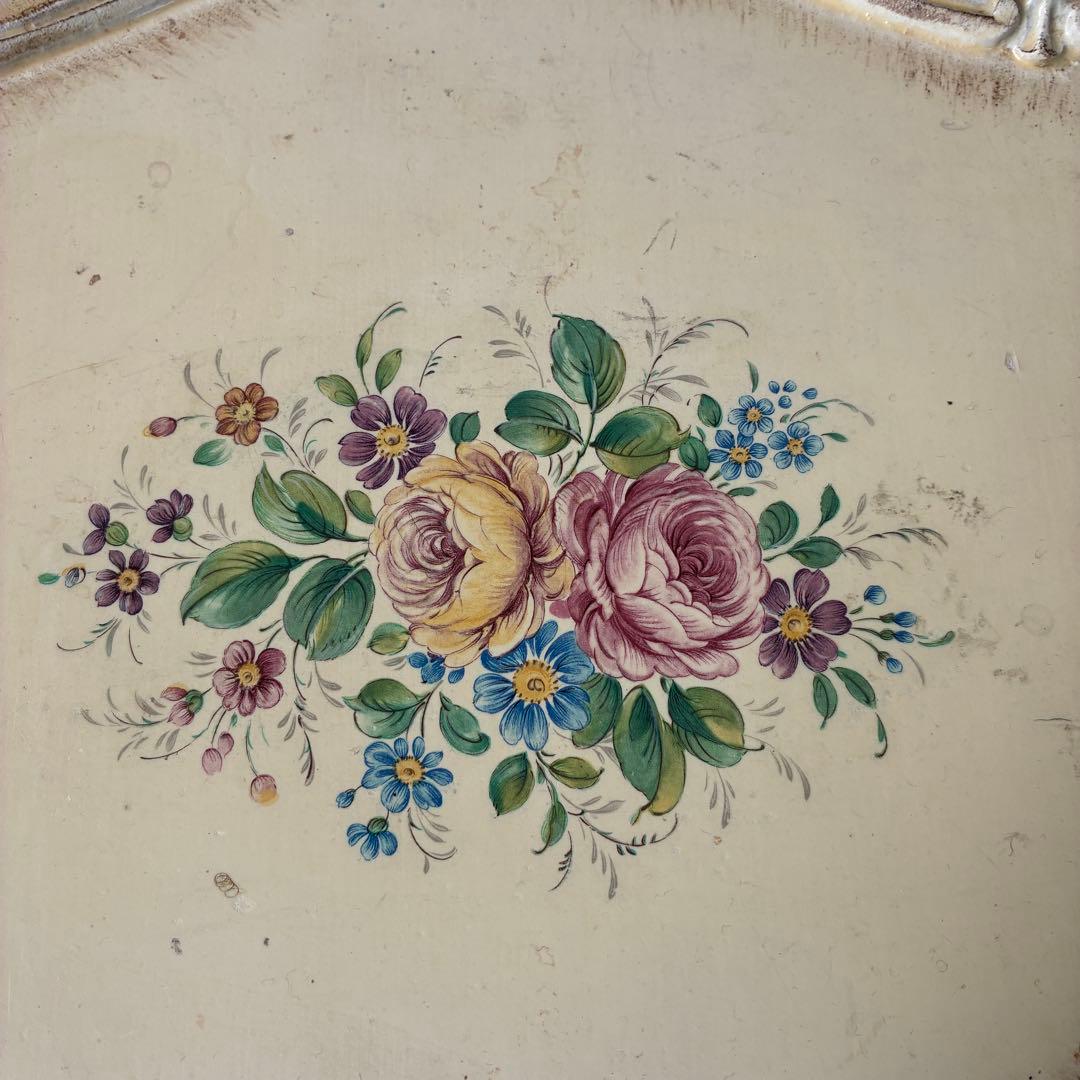 貴重！イタリア製アンティーク花柄トレイ　アールヌーボーITALYヴィンテージ雑貨