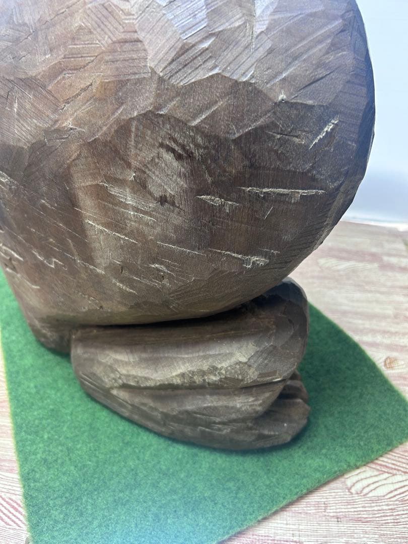 【大迫力】木彫り大蛙像／アンティーク調オブジェ14kg‼️