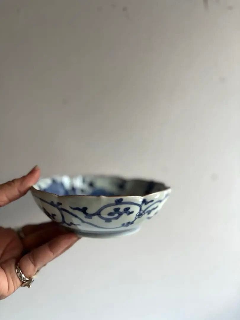 784 骨董 アンティーク 古伊万里 芙蓉手輪花なます皿 成化年製 上物