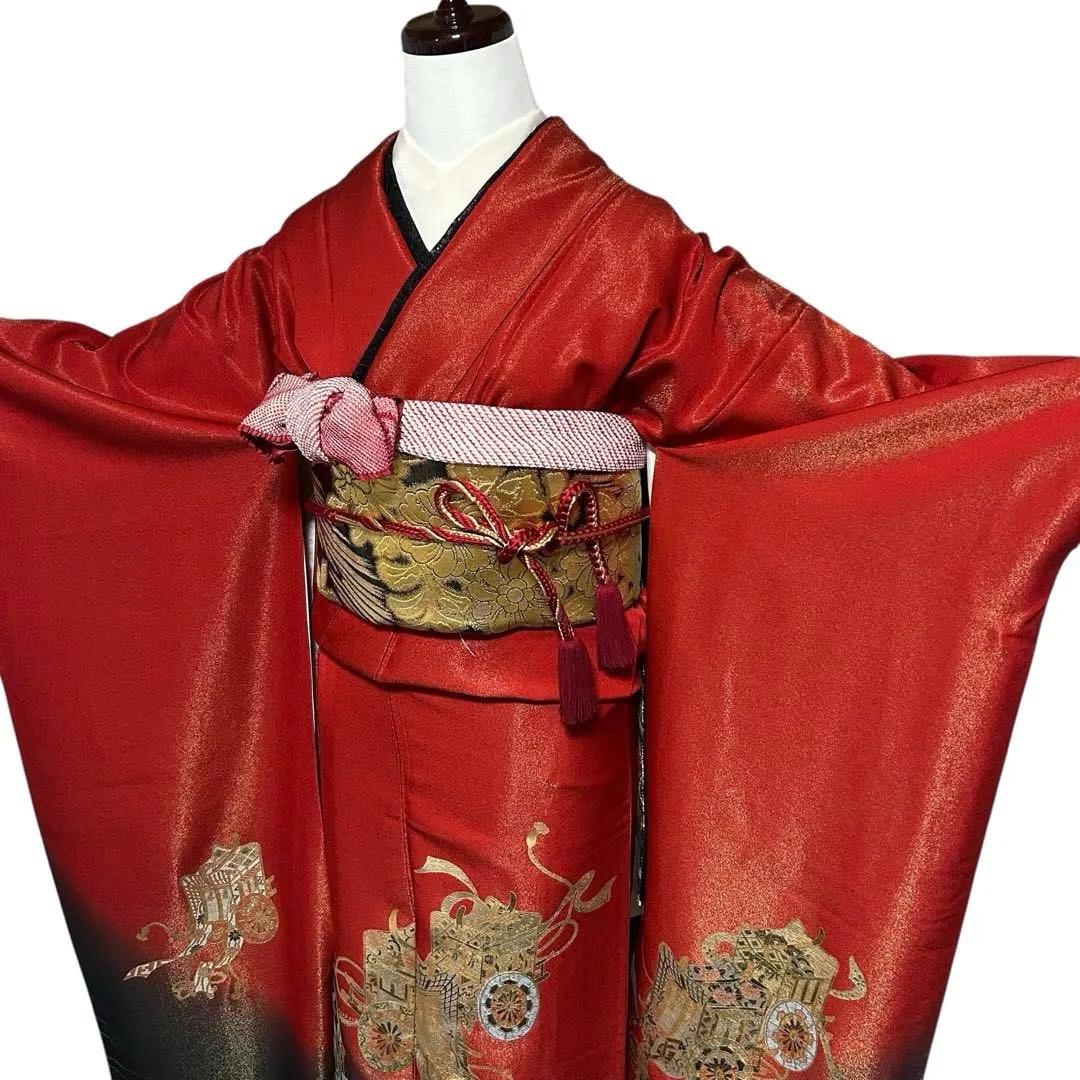 未使用近い　美品　袷　正絹　振袖　７点　フルセット