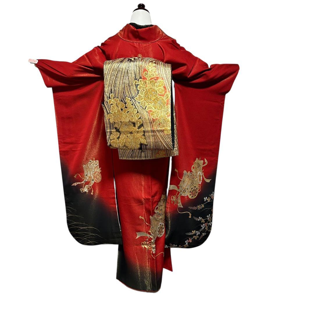 未使用近い　美品　袷　正絹　振袖　７点　フルセット