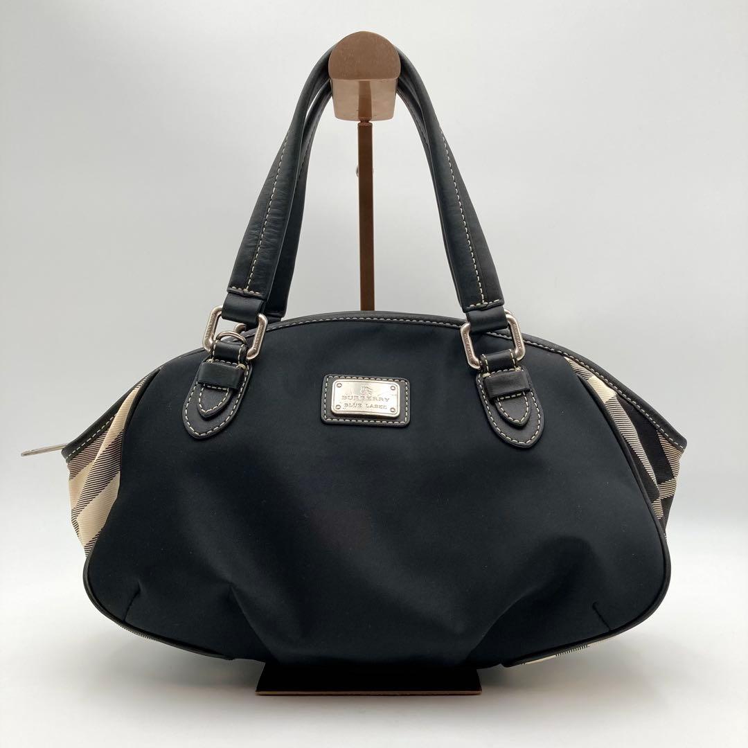 コーラの泡✨ バーバリーブルーレーベル ハンドバッグ 黒×ノバチェック