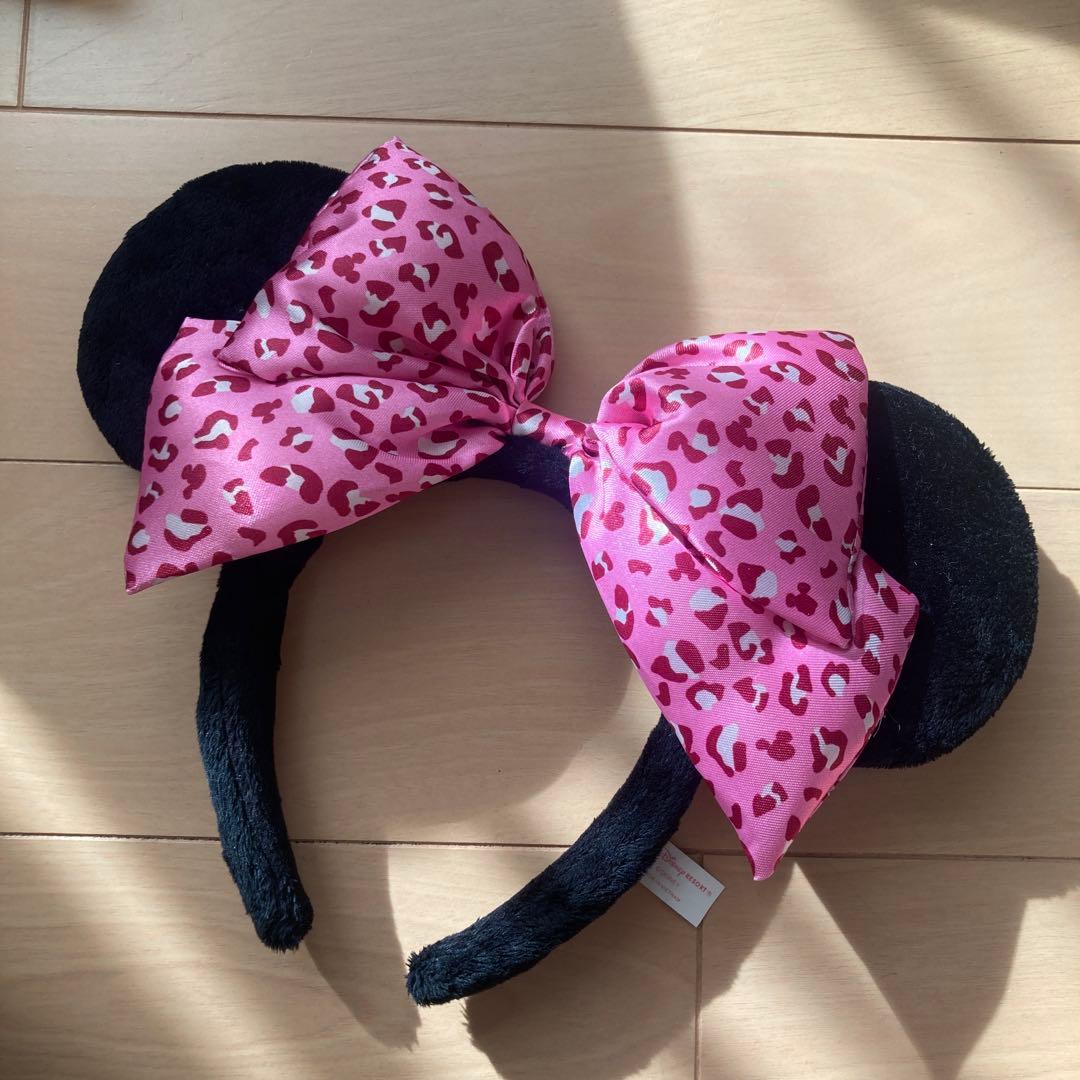 ミニー ディズニーカチューシャ ファンキャップ ヒョウ柄 ピンク