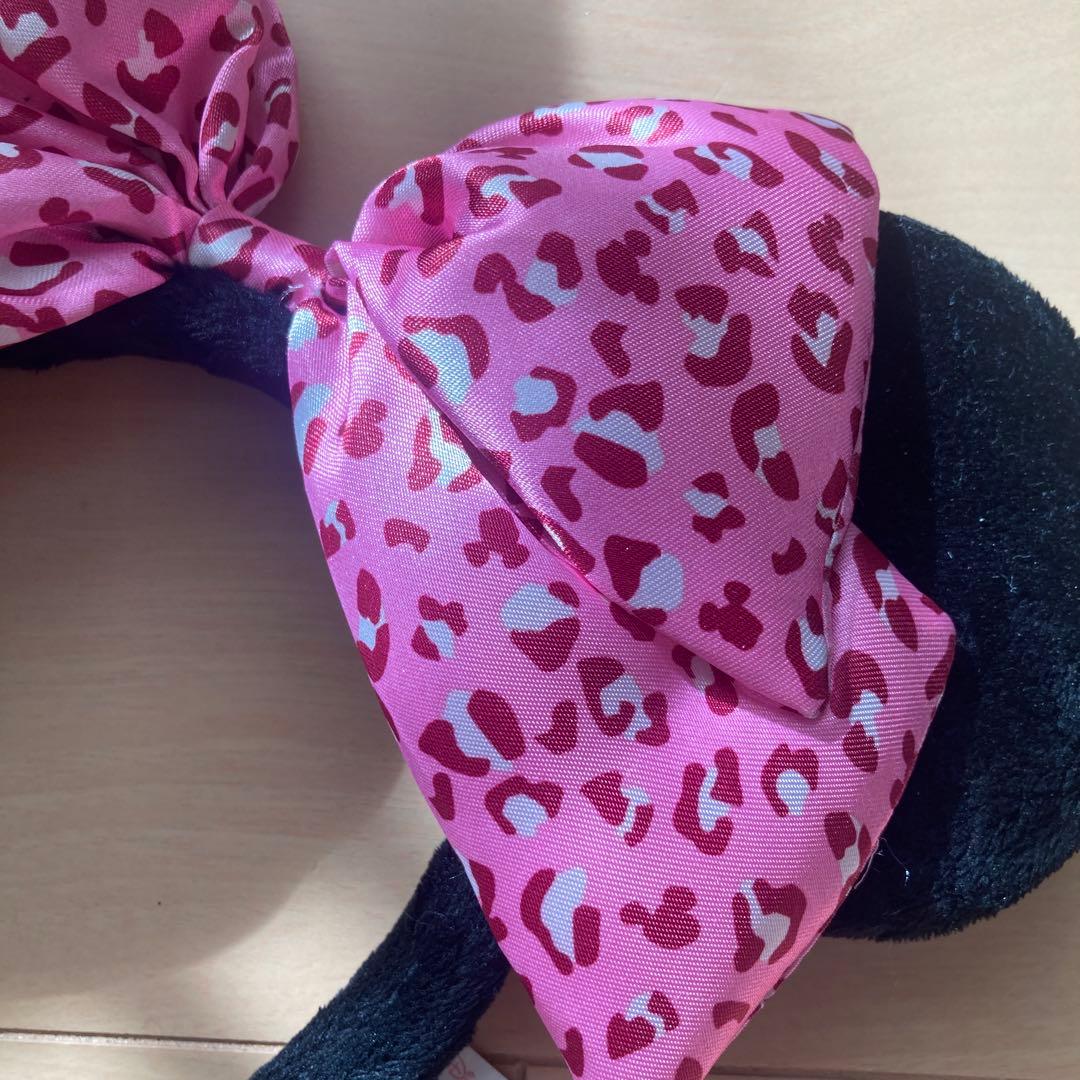 ミニー ディズニーカチューシャ ファンキャップ ヒョウ柄 ピンク