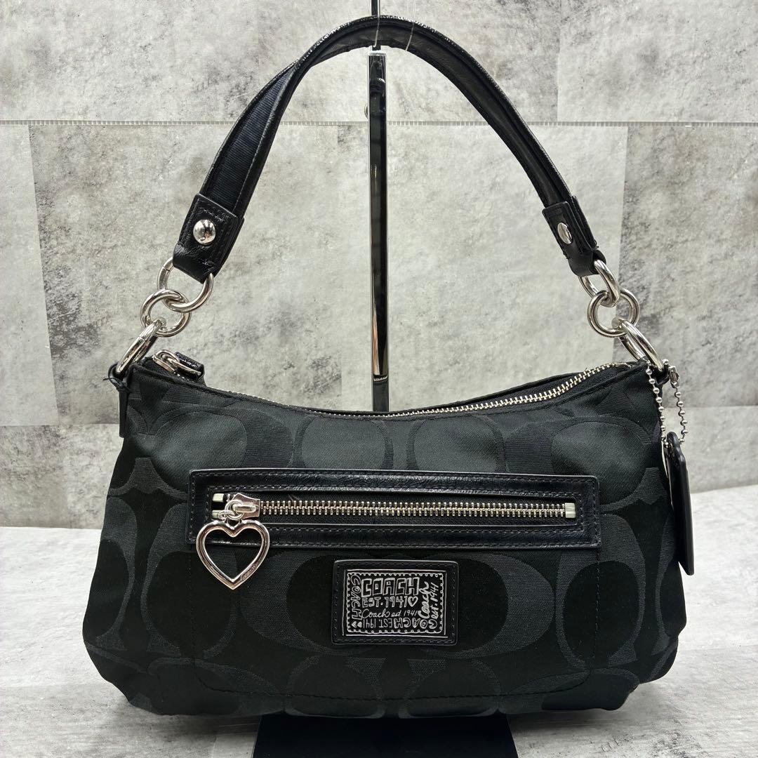 極美品✨コーチ　ポピー　セミショルダーバッグ　2way ナイロン×パテントレザー