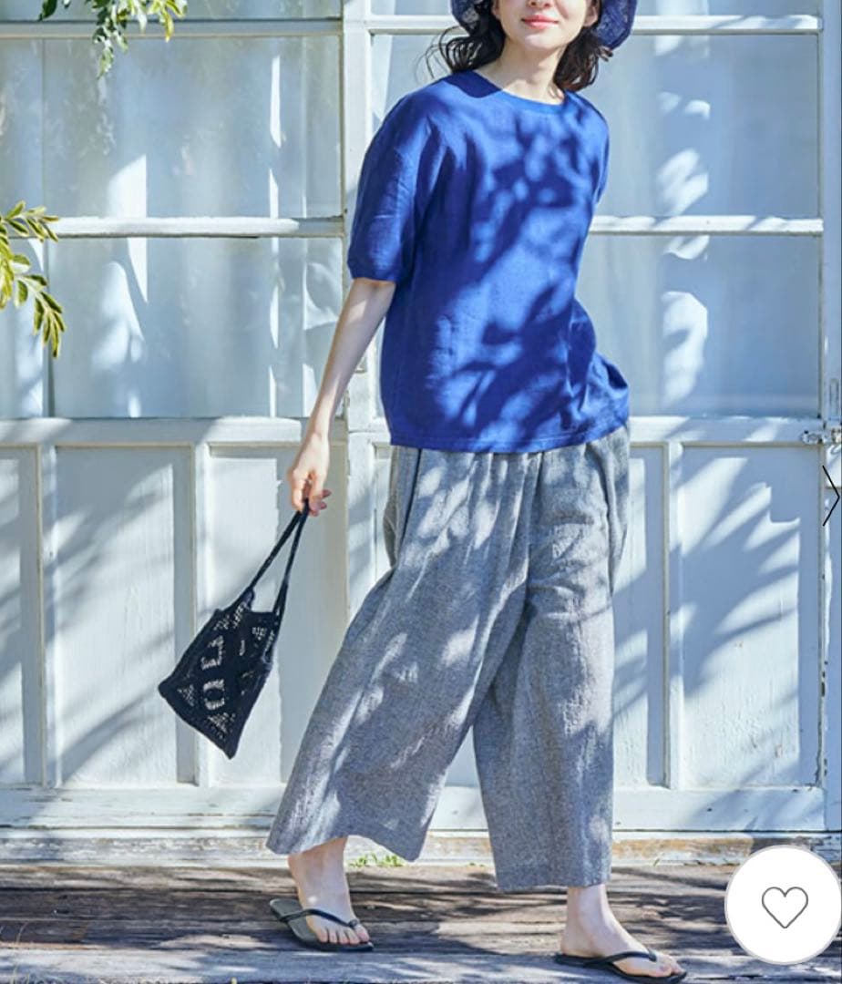 中川政七商店　高島ちぢみのキュロットパンツ　墨色