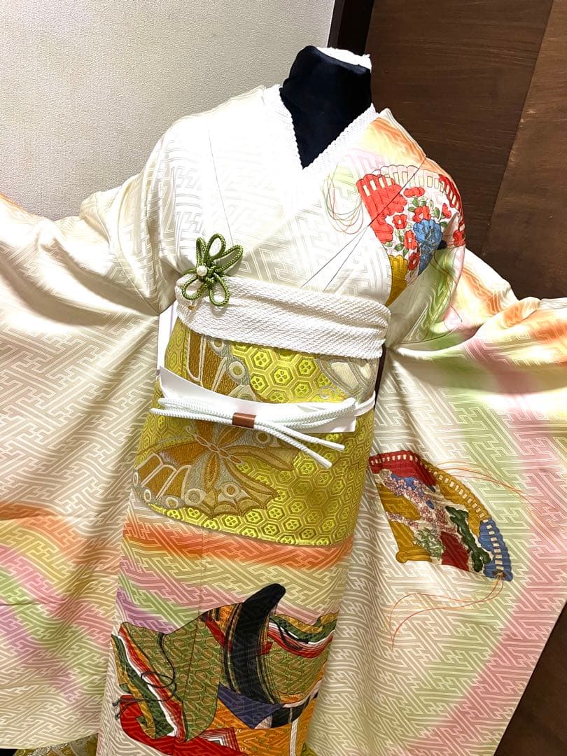 振袖 フルセット6点サイズS〜Mサイズ作家物　十二単　暈し染め　金彩　正絹