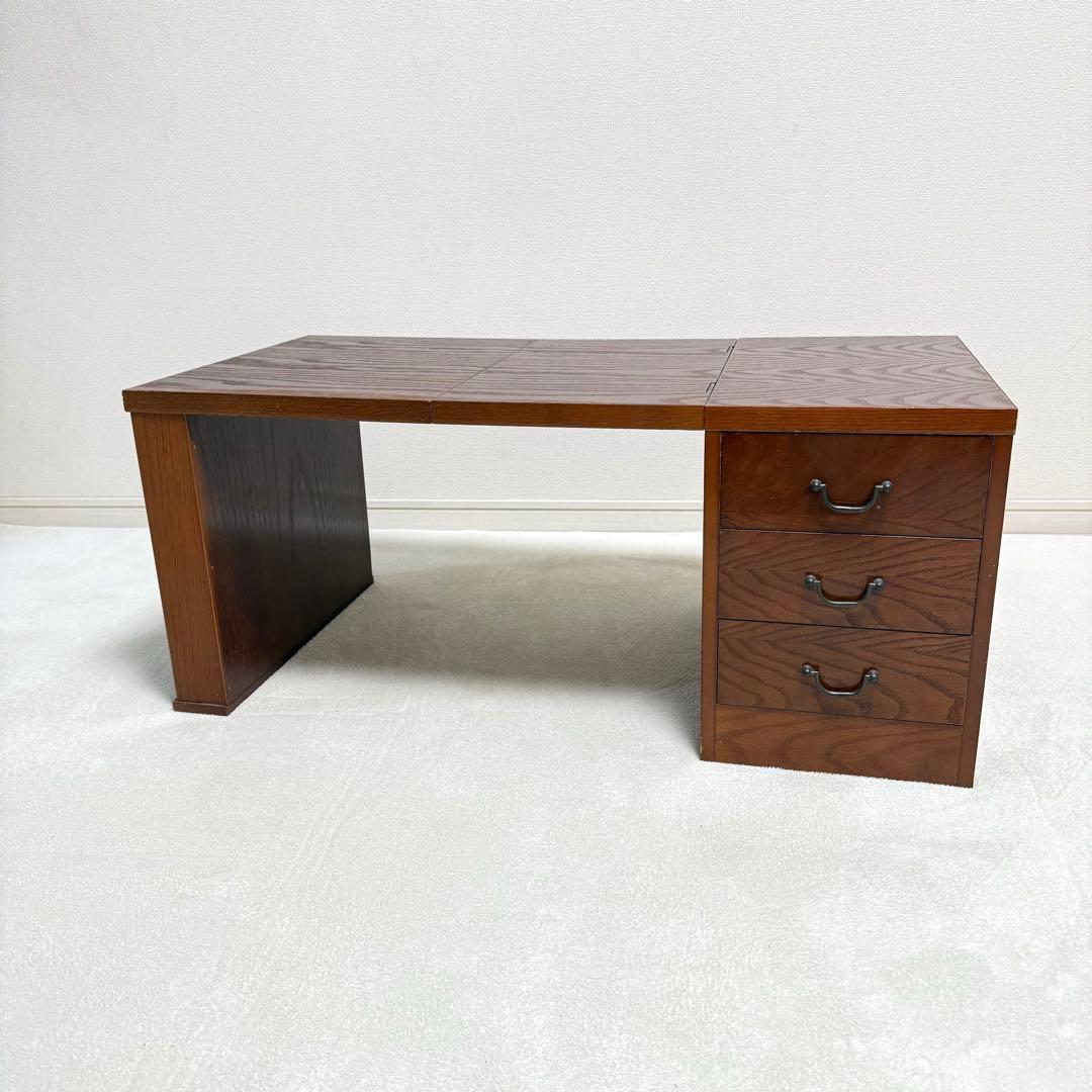 折りたたみ　文机　書斎机　座卓　レトロ　アンティーク　引き出し付