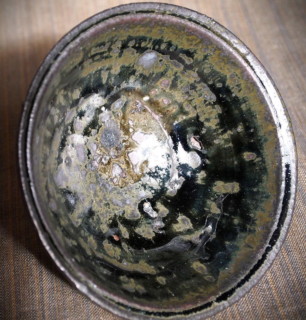 人気作家★加地学【師：森岡成好】★窯変（天目）黒茶碗A